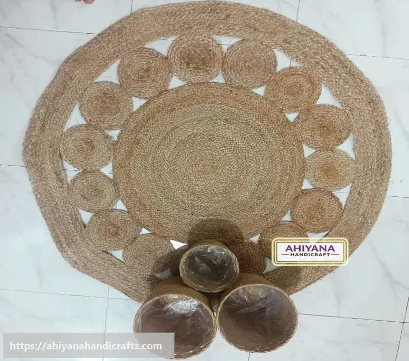 Ahiyana Premium Machine Made Seagrass Round Mat - 36 Inch | Aesthetic Home Decor Rug