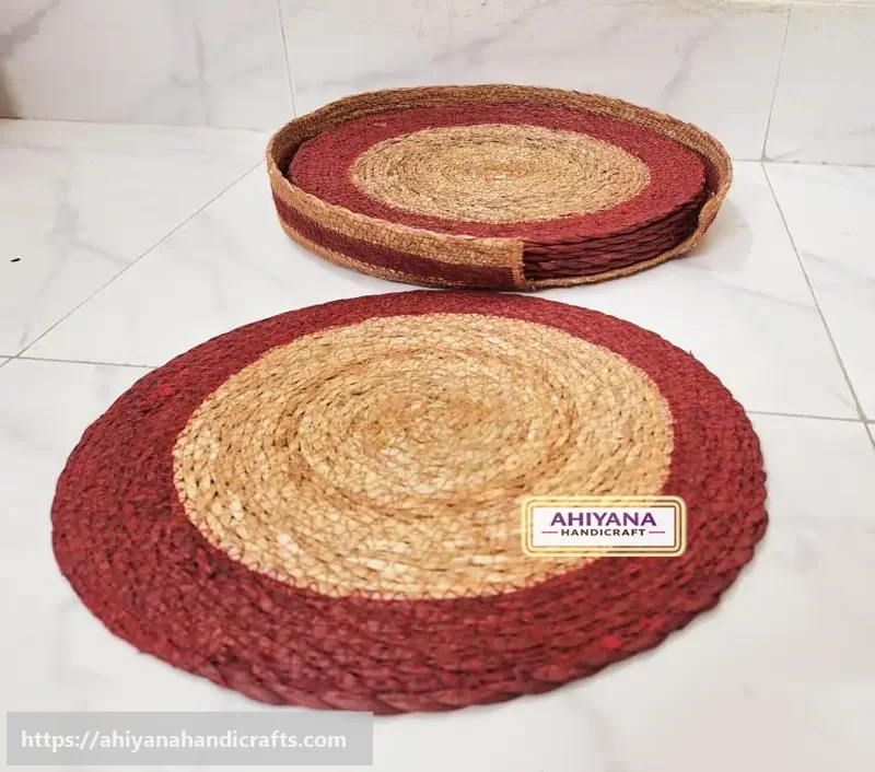 Ahiyana Premium Machine Made Seagrass Round Mat - 12 Inch | Aesthetic Home Decor Rug