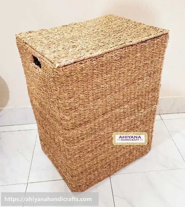 Ahiyana Big Size Premium Square Seagrass Laundry Basket with Lid