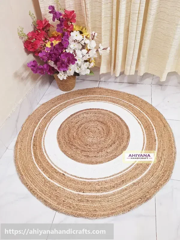 Ahiyana Premium Machine Made Seagrass Round Mat - 36 Inch | Aesthetic Home Décor Rug