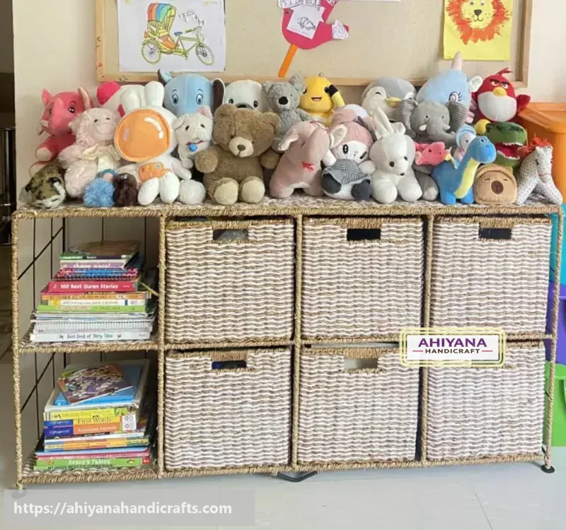 Ahiyana Handmade Eco-Friendly 8 Layer 6 - Drawer Seagrass and Dosting Wardrobe – Durable Metal Frame Storage Organizer - Thumbnail Image
