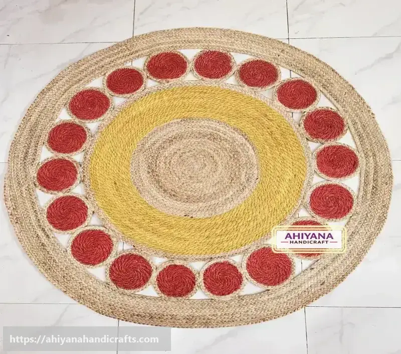 Ahiyana Premium Machine Made Seagrass Round Mat - 36 Inch | Aesthetic Home Décor Rug