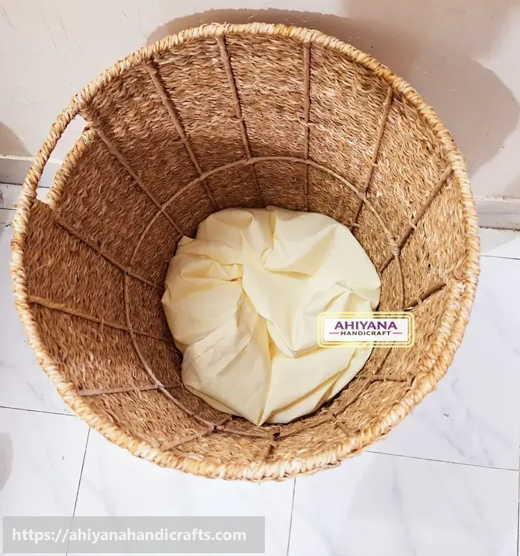 Ahiyana Round Laundry Basket With Fabrik Cover - Thumbnail Image