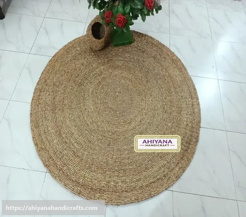 Ahiyana Premium Machine Made Seagrass Round Mat - 60 Inch | Aesthetic Home Décor Rug