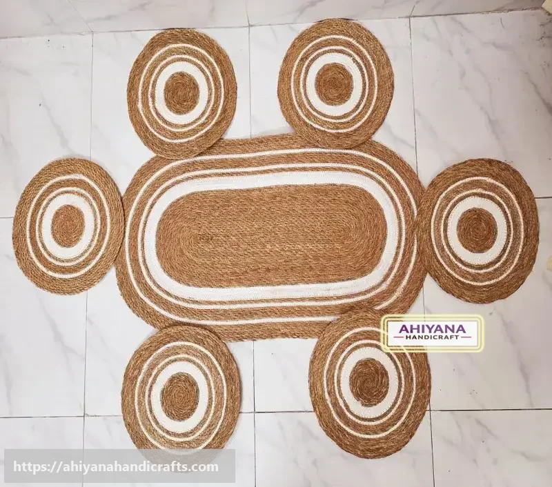 Ahiyana Premium Machine Made Seagrass Round Table Mat | Aesthetic Home Decor Rug