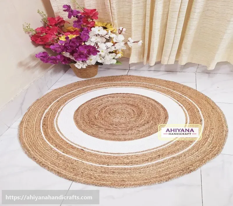 Ahiyana Premium Machine Made Seagrass Round Mat - 36 Inch | Aesthetic Home Décor Rug