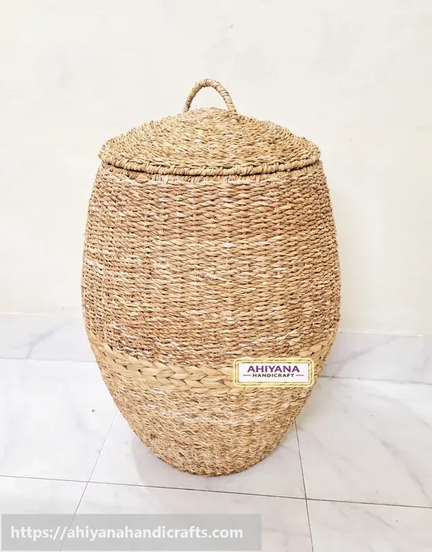 Ahiyana Premium Dol Seagrass Laundry Basket with Lid - Thumbnail Image
