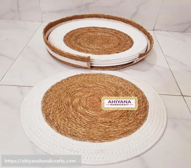 Ahiyana Premium Machine Made Seagrass Round Mat - 12 Inch | Aesthetic Home Decor Rug