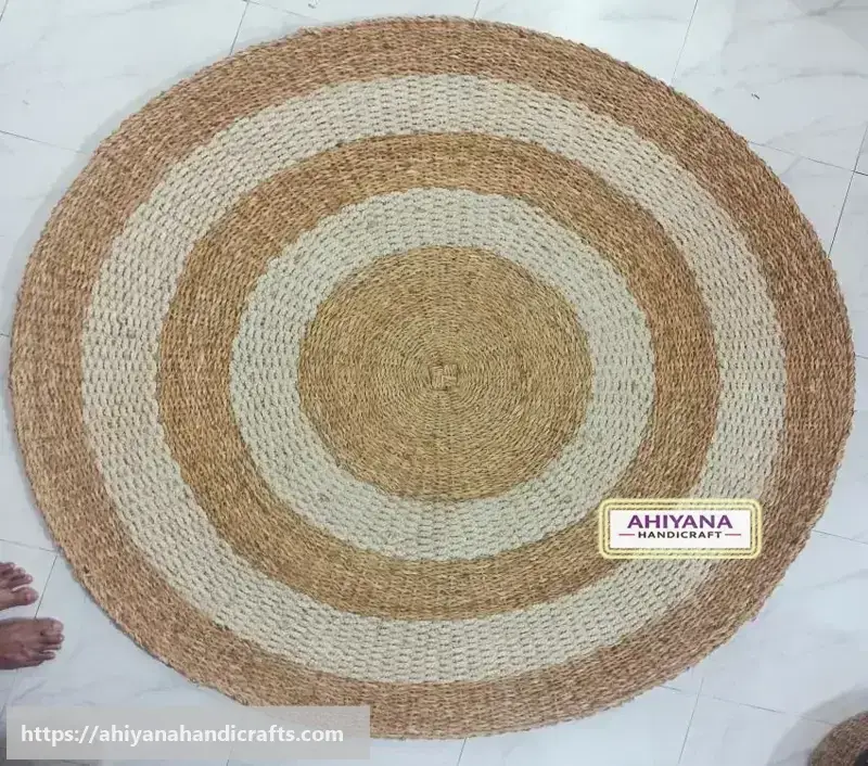Ahiyana Premium Machine Made Seagrass Round Mat - 60 Inch | Aesthetic Home Decor Rug
